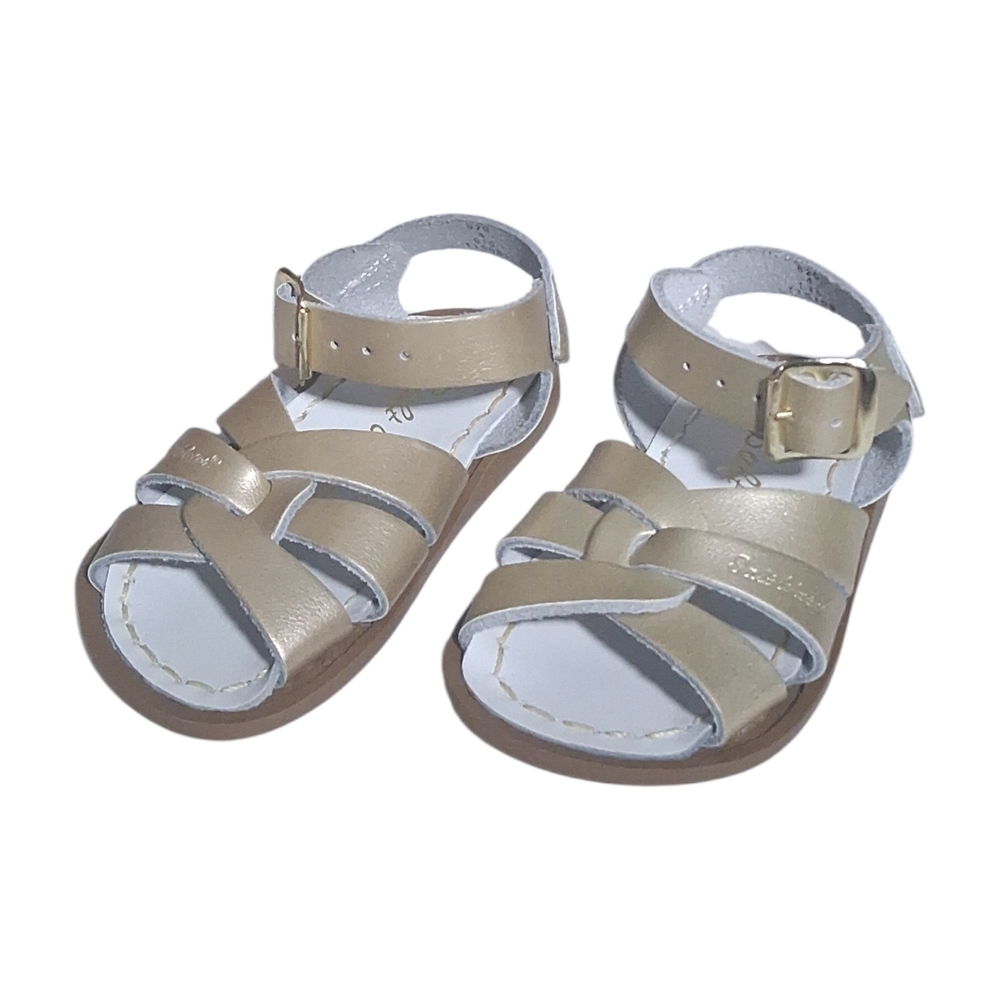 Salt Water Sandals by Hoy Shoe The Original Sandal TODDLERS  GOLD 820 Size 4 - Picture 3 of 6